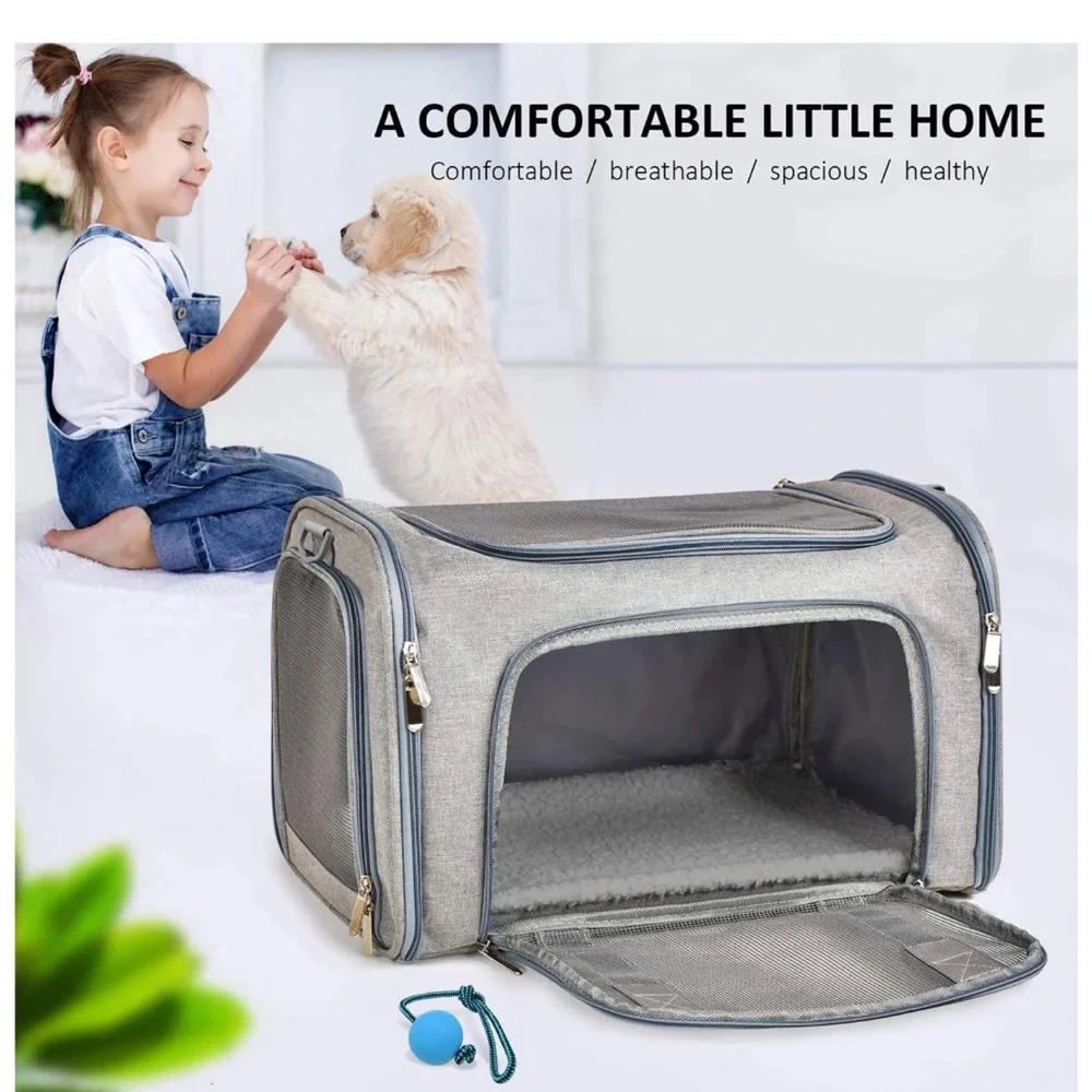 Pet carriers for cats, dogs and puppies in gray. Up to 22pounds.